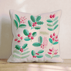 Scattered Holly Berries Throw Pillow - Hillcroft Home