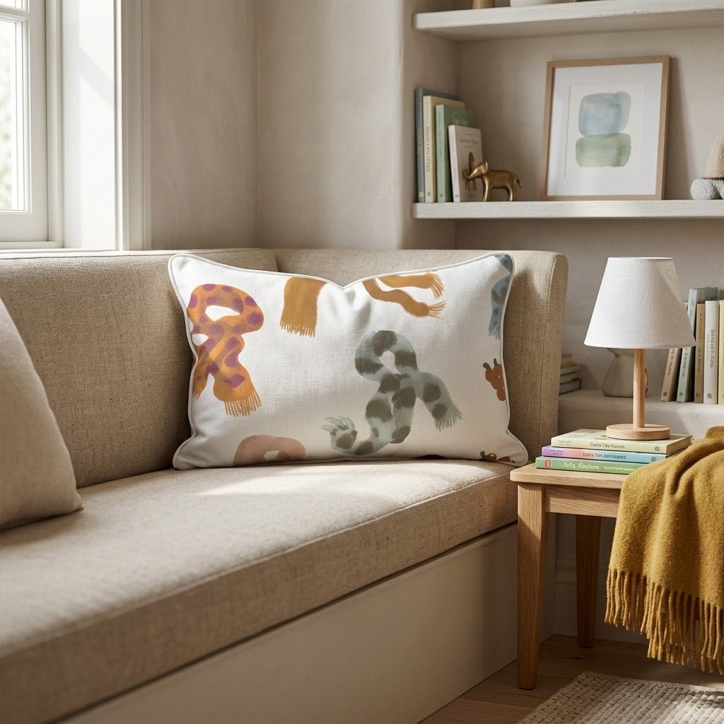 Scattered Knit Scarves Throw Pillow - Hillcroft Home