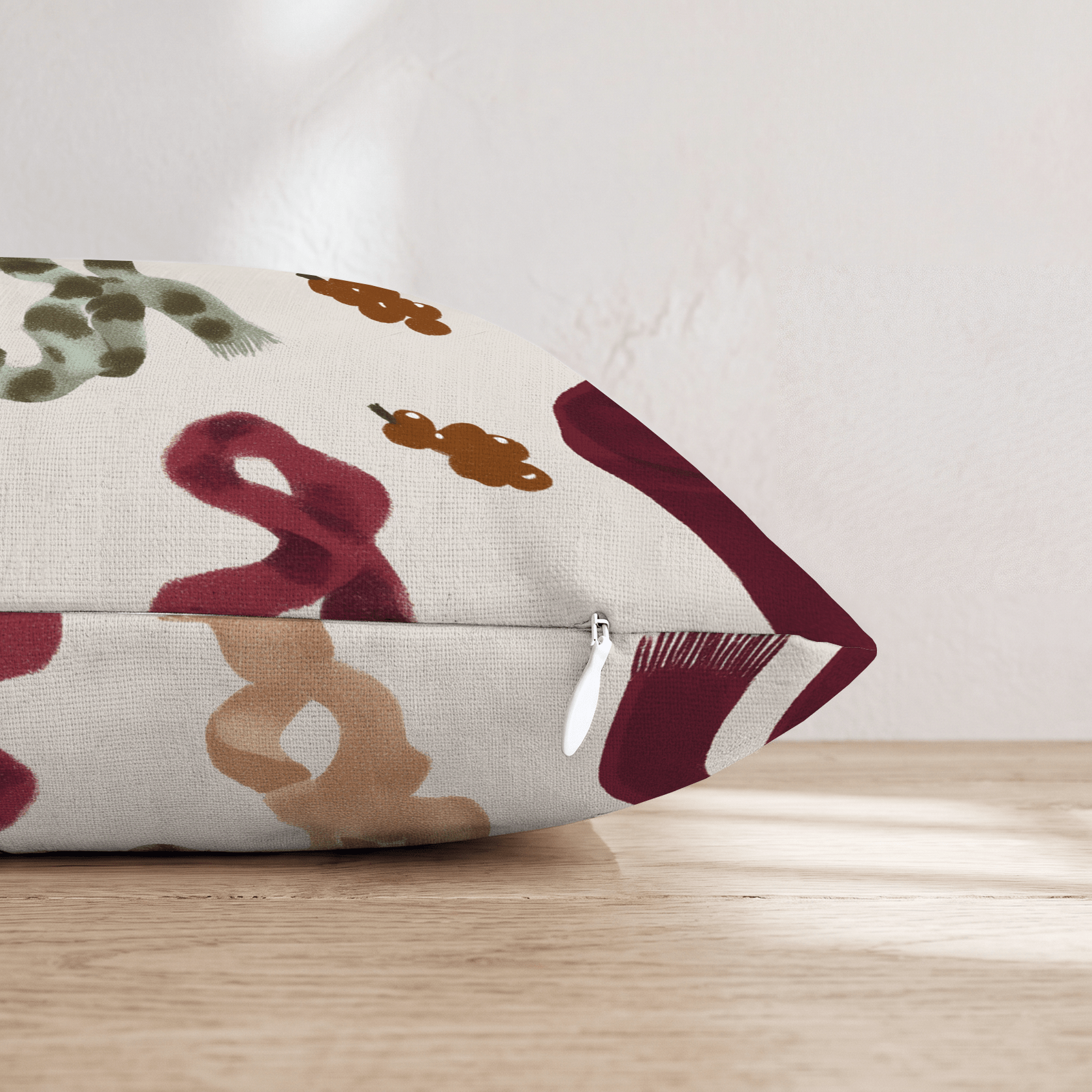 Scattered Knit Scarves Throw Pillow - Hillcroft Home
