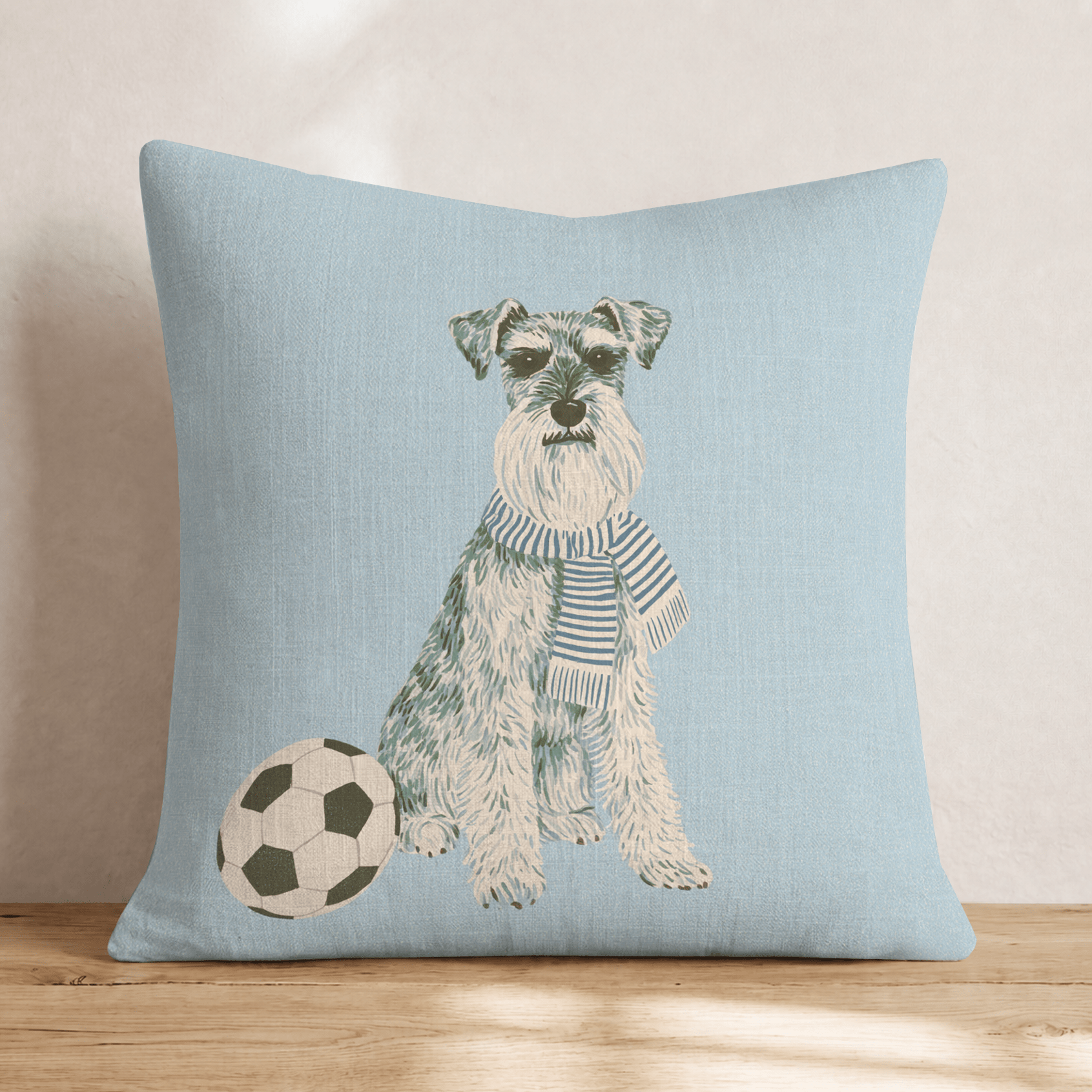 Schnauzer Soccer Star Throw Pillow - Hillcroft Home