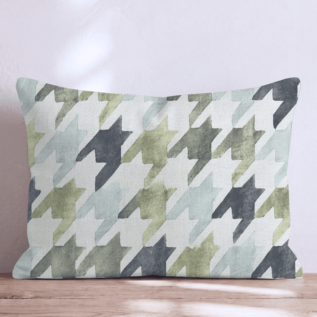 Sea Green Houndstooth Throw Pillow - Hillcroft Home