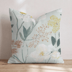 Seafoam Flowers Throw Pillow - Hillcroft Home