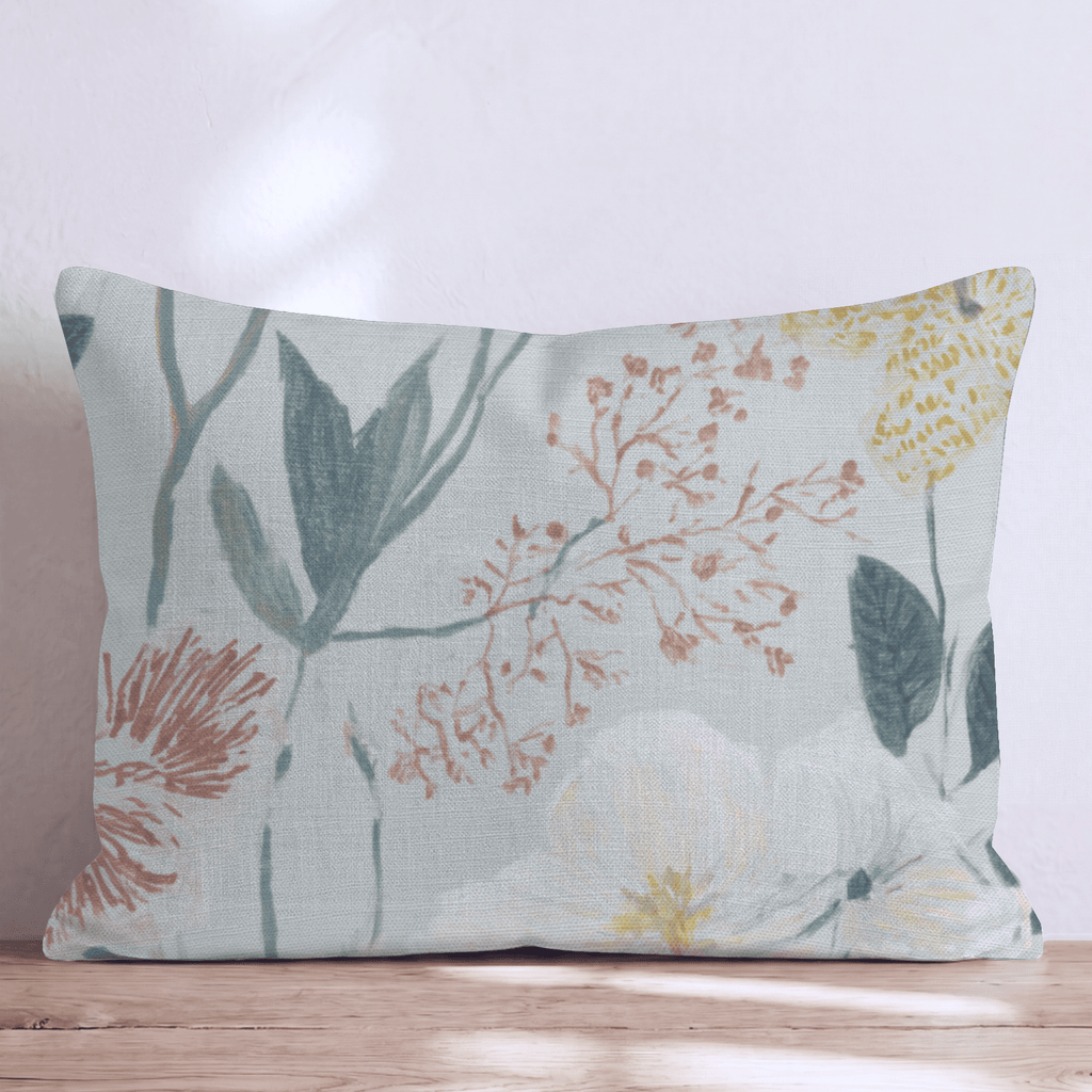 Seafoam Flowers Throw Pillow - Hillcroft Home
