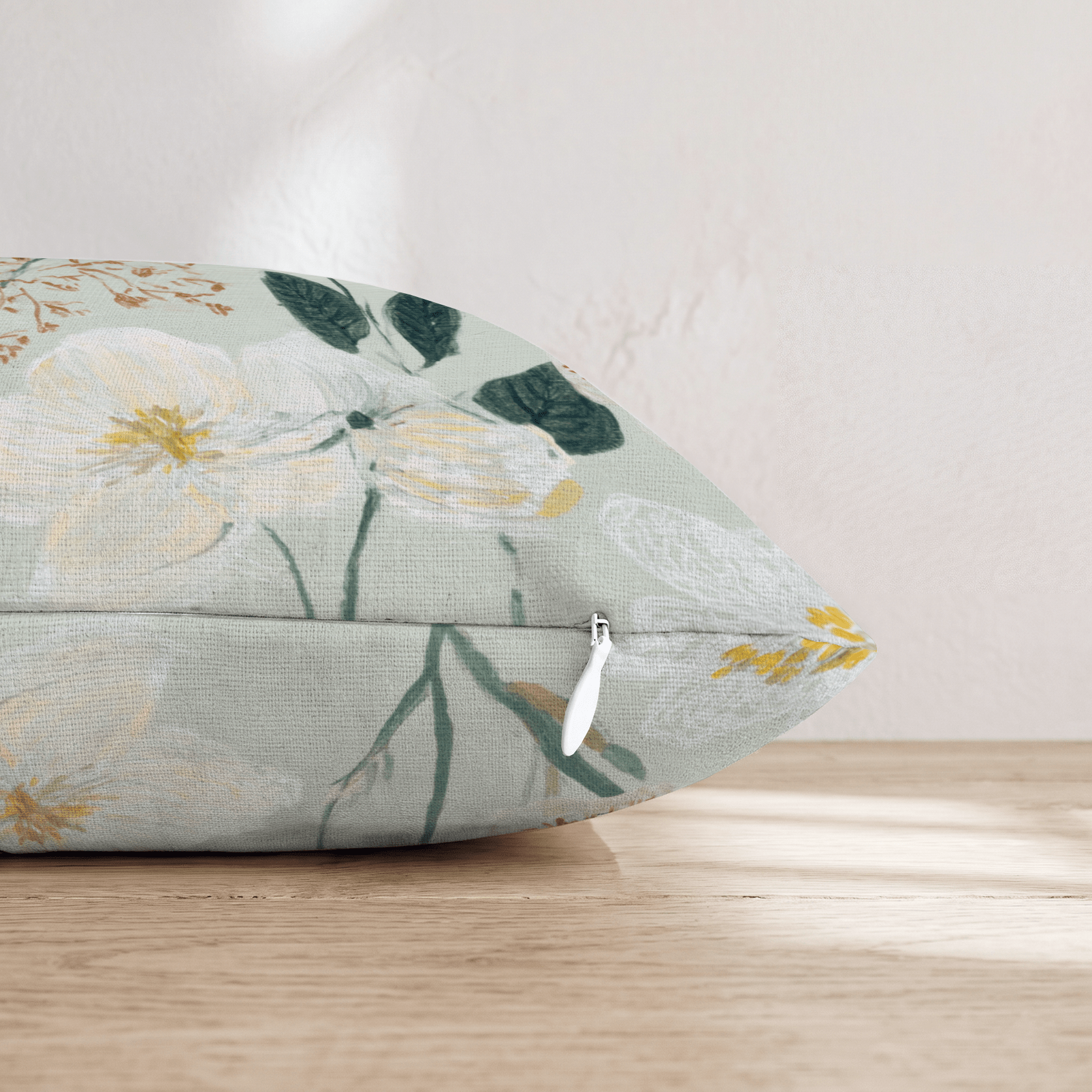 Seafoam Flowers Throw Pillow - Hillcroft Home