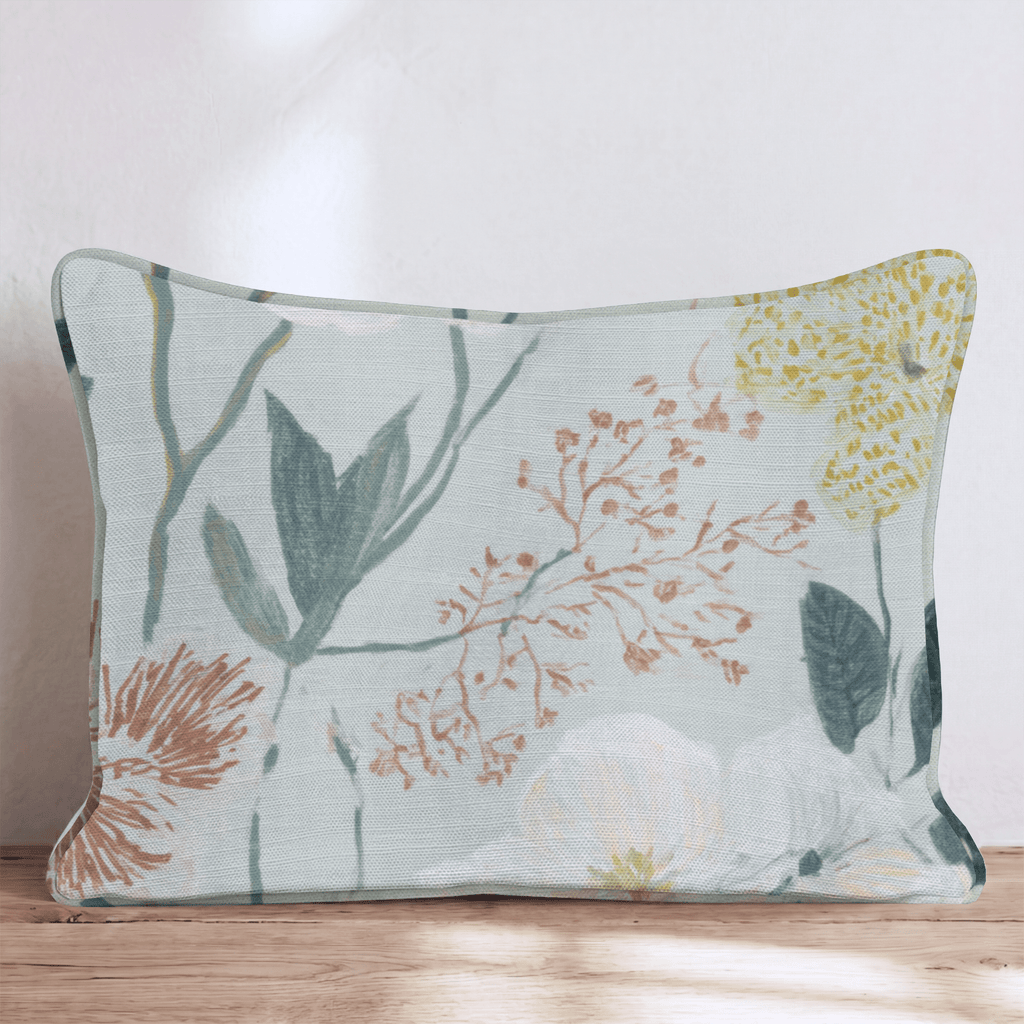 Seafoam Flowers Throw Pillow - Hillcroft Home