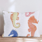 Seahorse Stamp Throw Pillow - Hillcroft Home