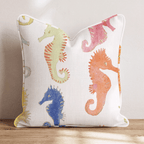 Seahorse Stamp Throw Pillow - Hillcroft Home