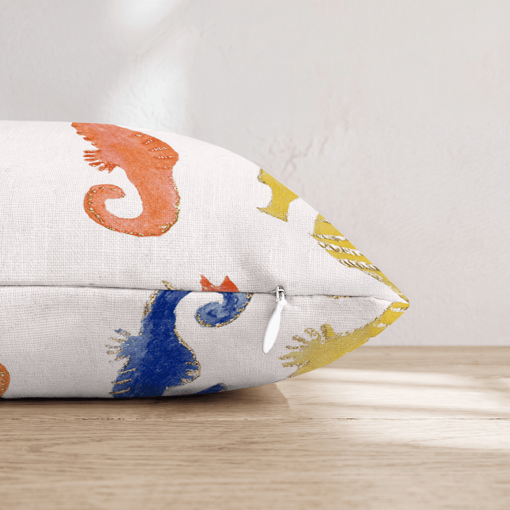 Seahorse Stamp Throw Pillow - Hillcroft Home