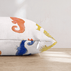Seahorse Stamp Throw Pillow - Hillcroft Home