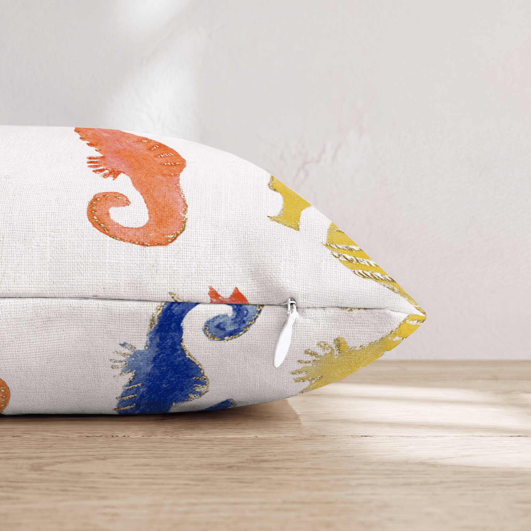Seahorse Stamp Throw Pillow - Hillcroft Home