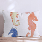 Seahorse Stamp Throw Pillow - Hillcroft Home