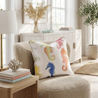 Seahorse Stamp Throw Pillow - Hillcroft Home