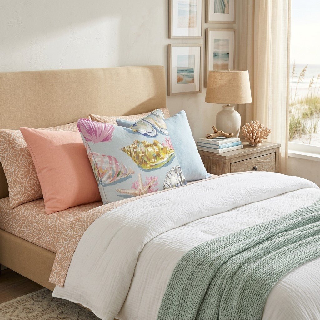 Seashell Collection Throw Pillow - Hillcroft Home
