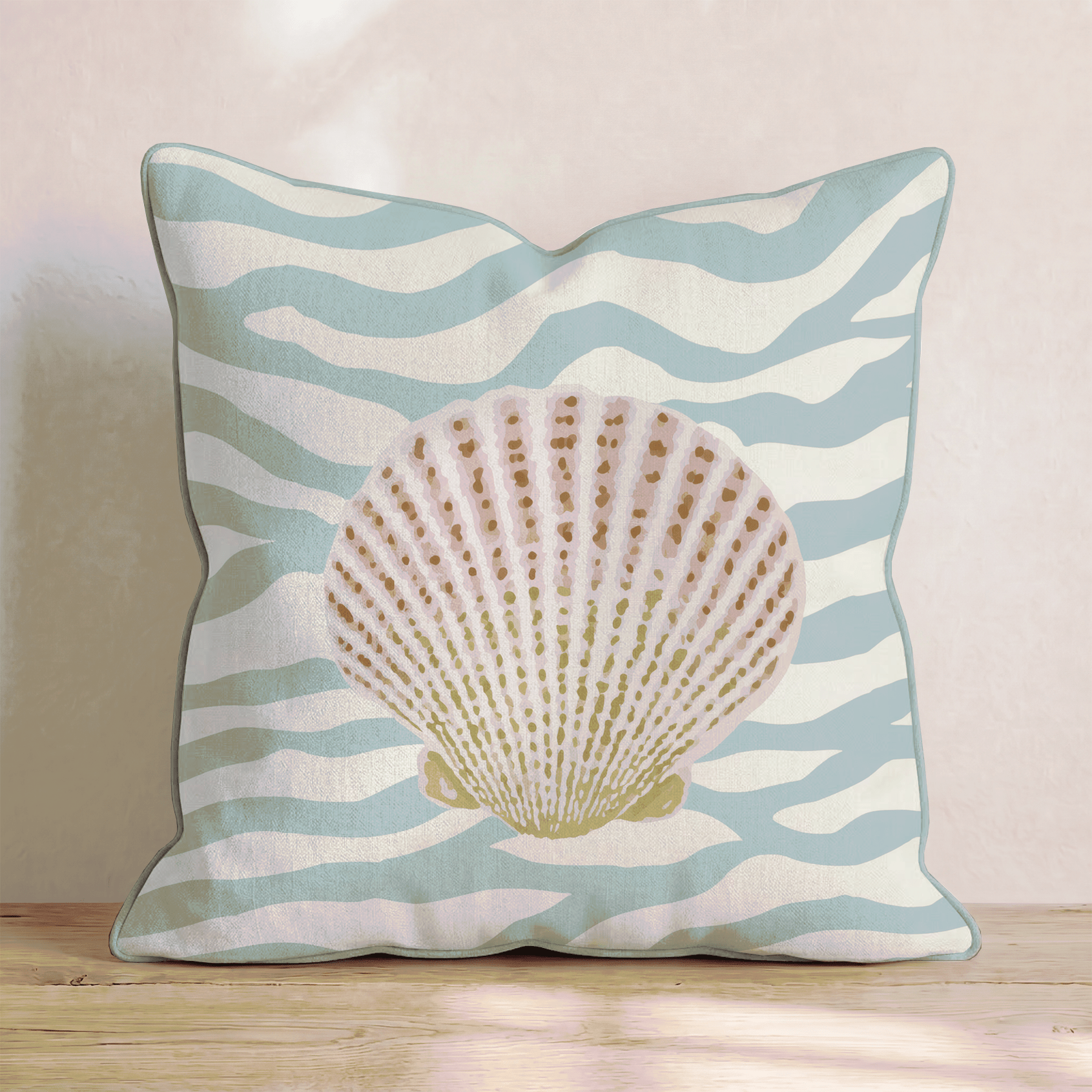 Seashell Summer Throw Pillow - Hillcroft Home