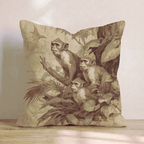 Sepia Jungle Monkeys Throw Pillow - Hillcroft Home