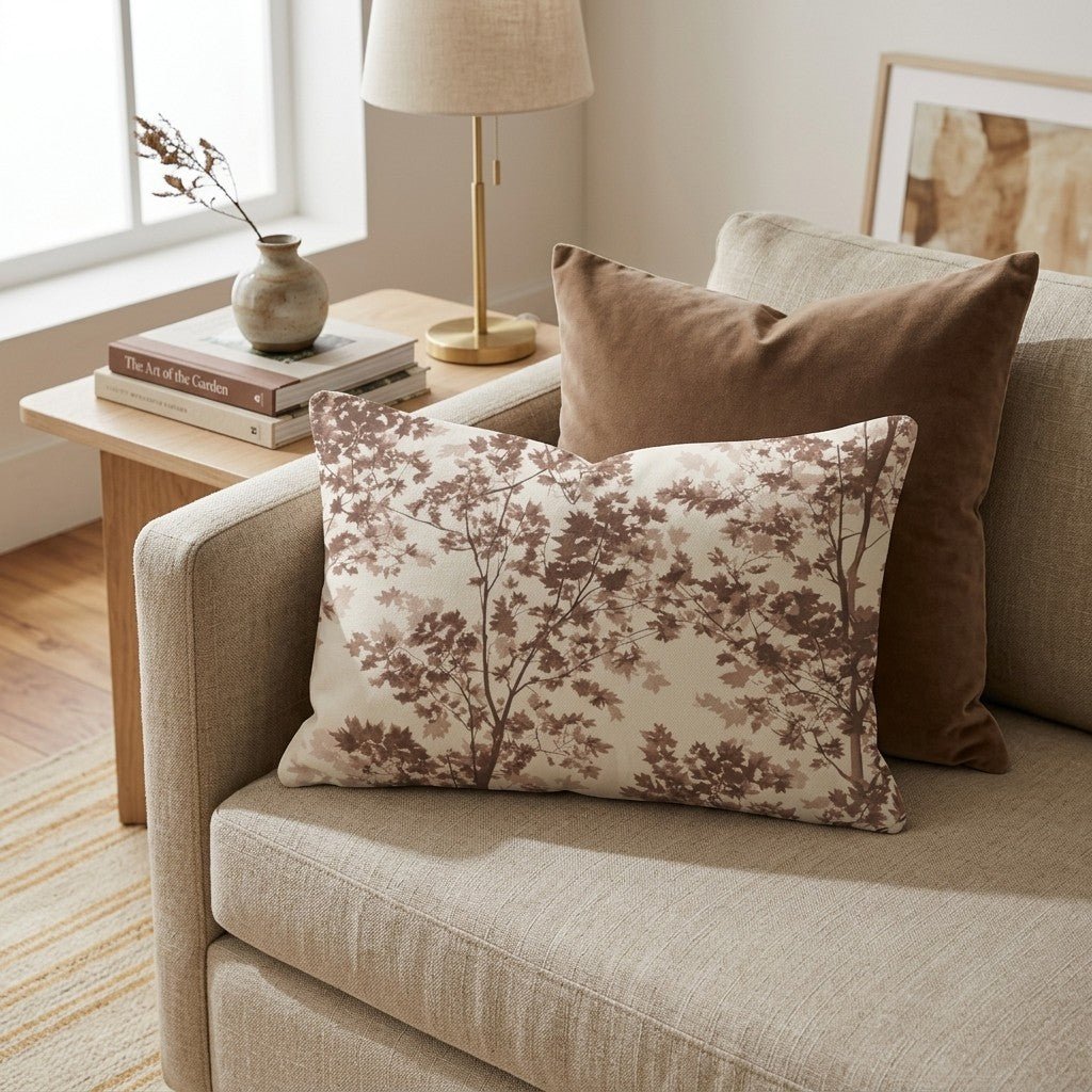 Sepia Maple Toile Throw Pillow - Hillcroft Home