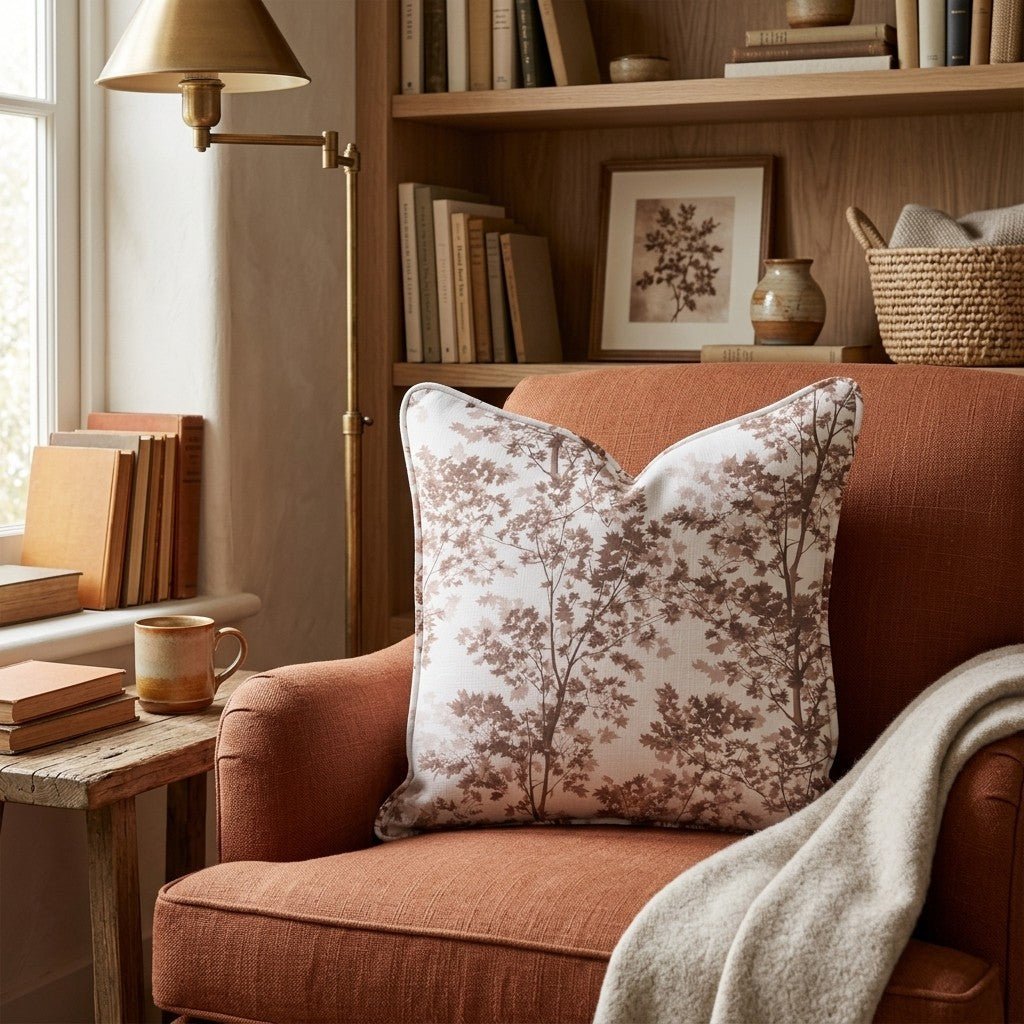 Sepia Maple Toile Throw Pillow - Hillcroft Home