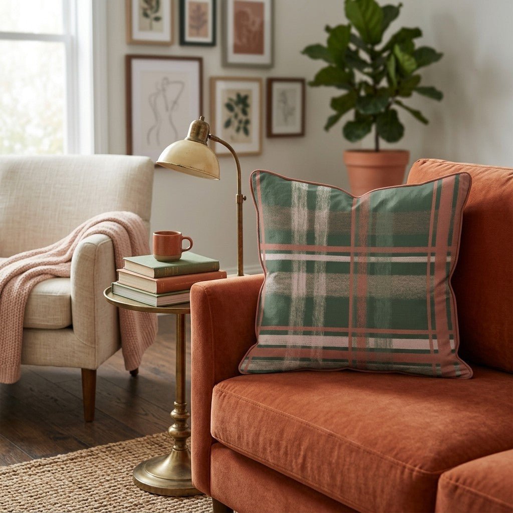 Shadowed Pine Tartan Throw Pillow - Hillcroft Home