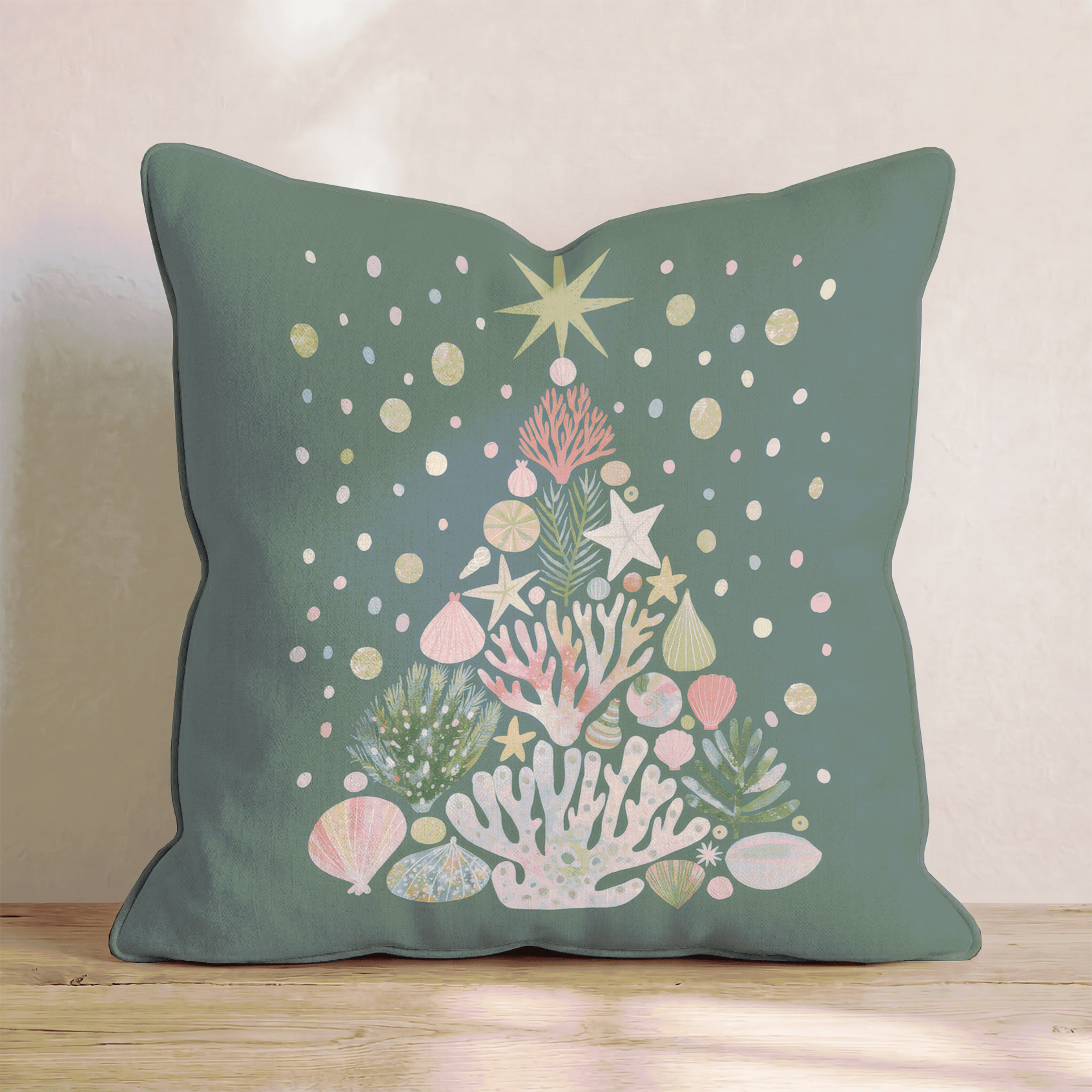 Shell Starlit Tree Throw Pillow - Hillcroft Home