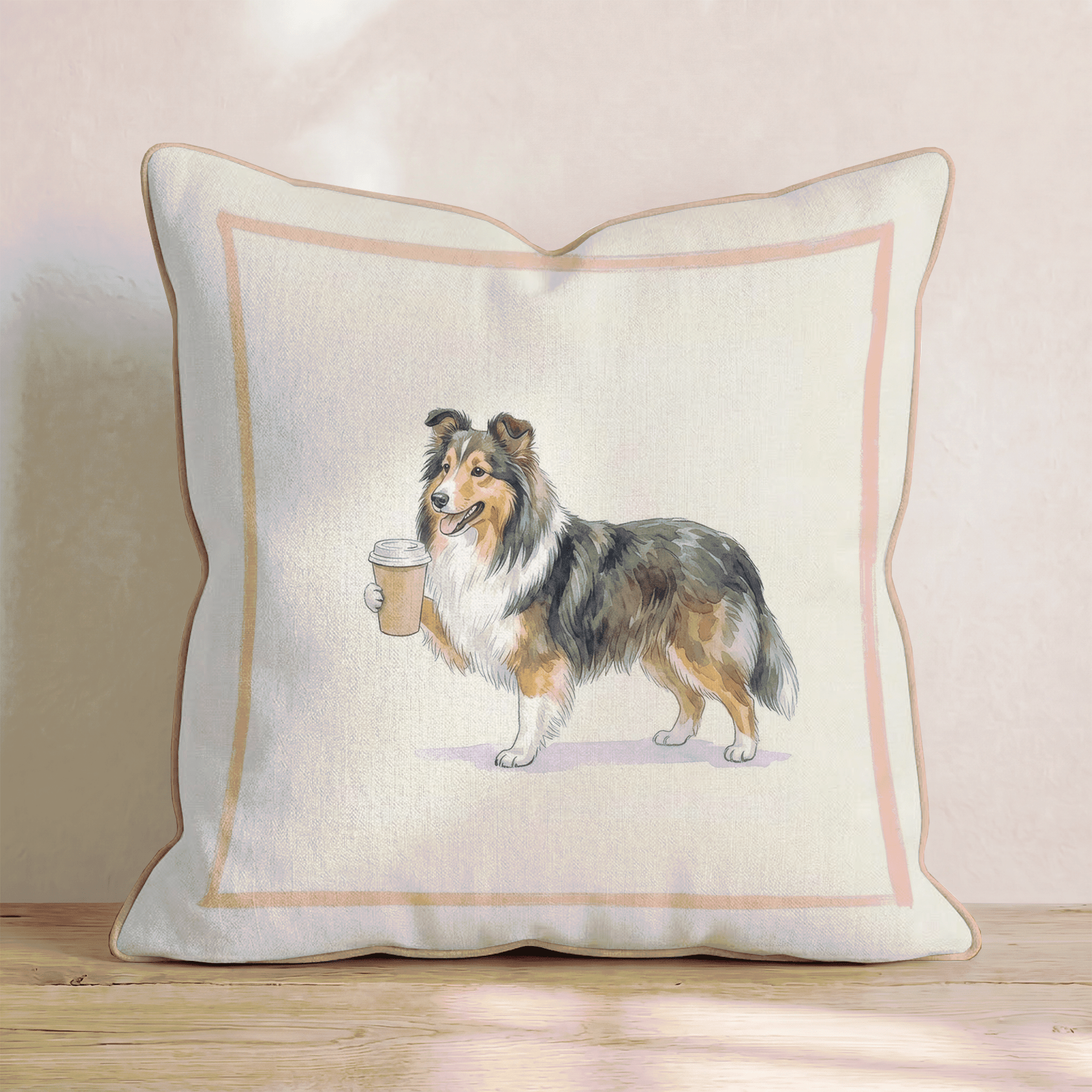 Sheltie Coffee Throw Pillow - Hillcroft Home