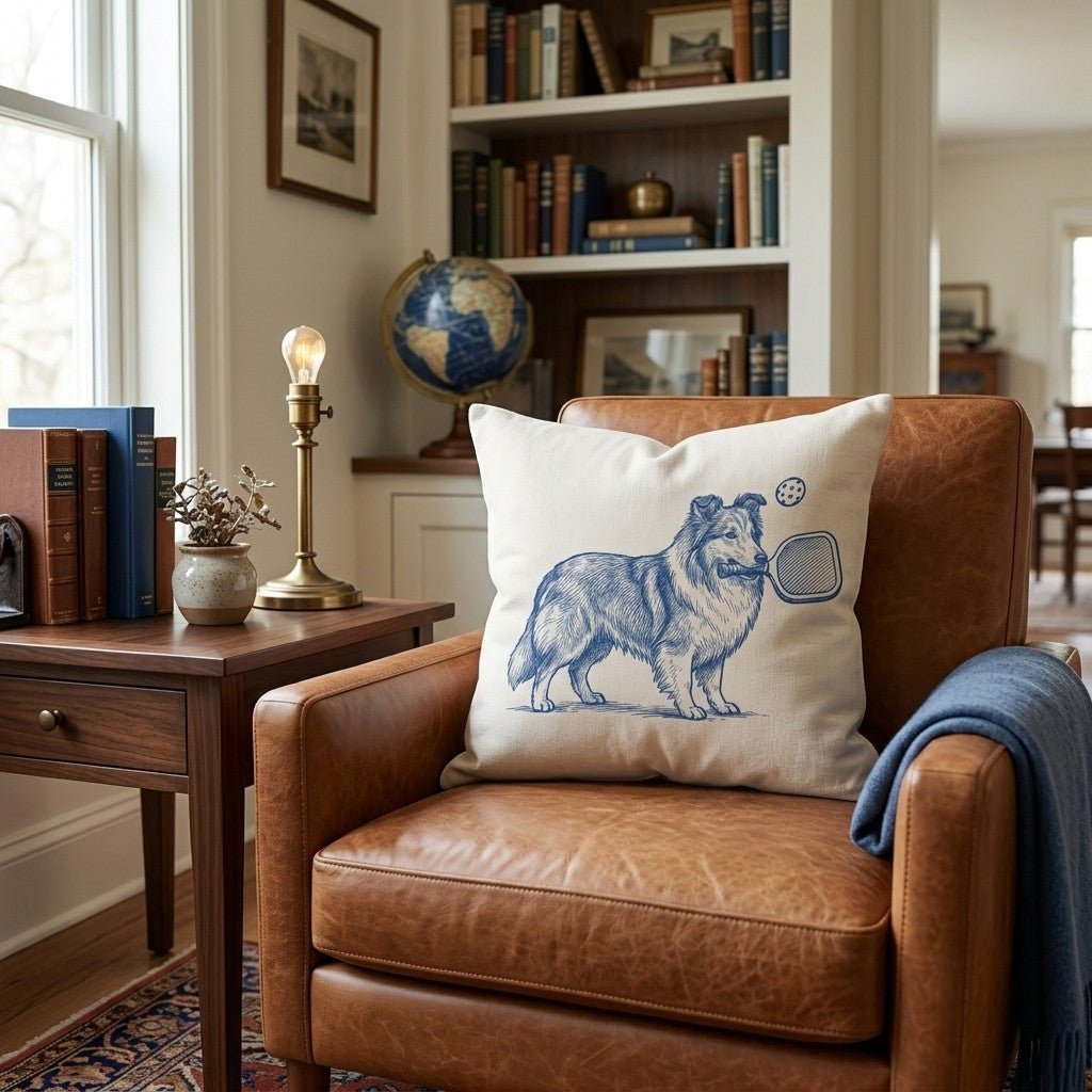 Sheltie Pickleball Throw Pillow - Hillcroft Home