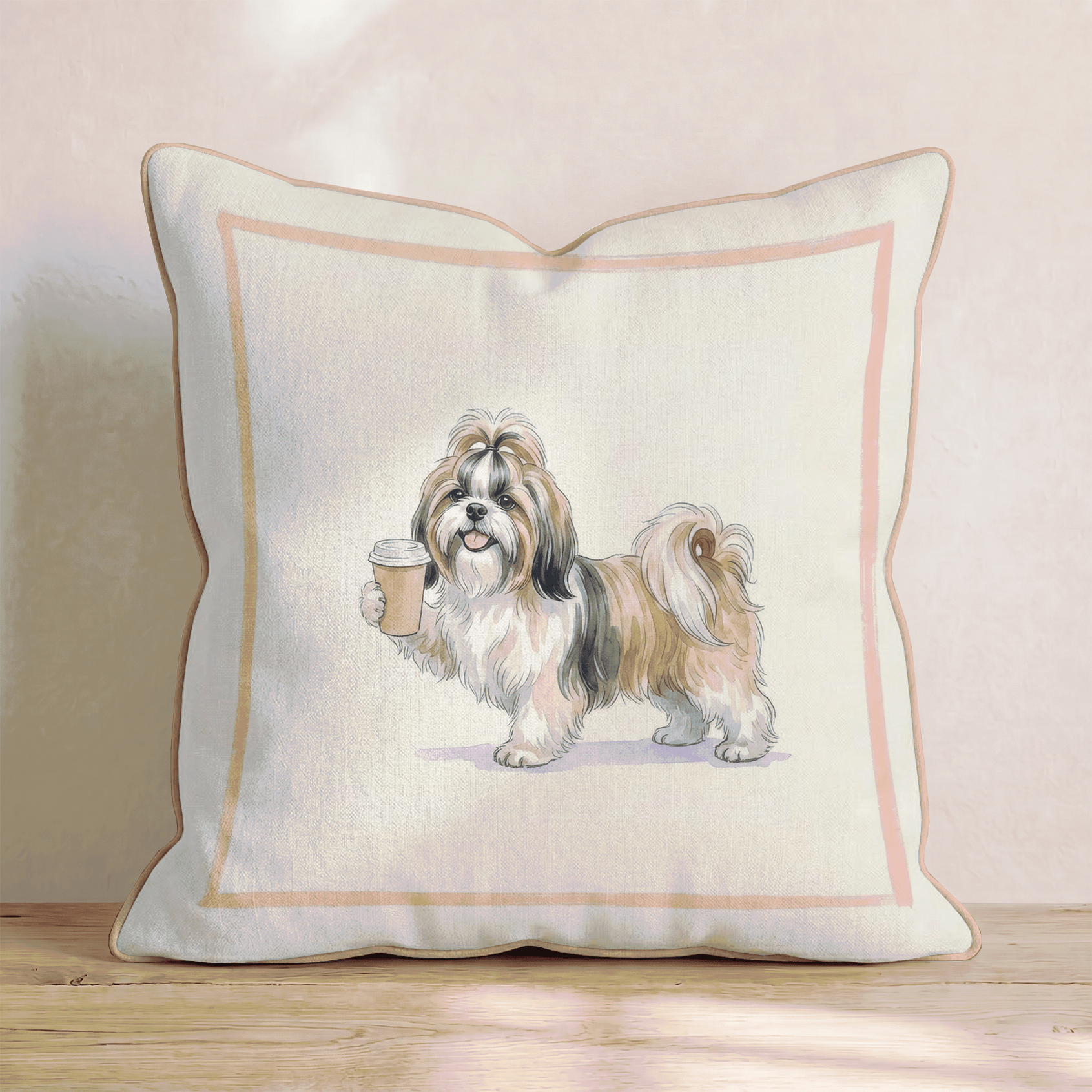 Shih Tzu Coffee Throw Pillow - Hillcroft Home