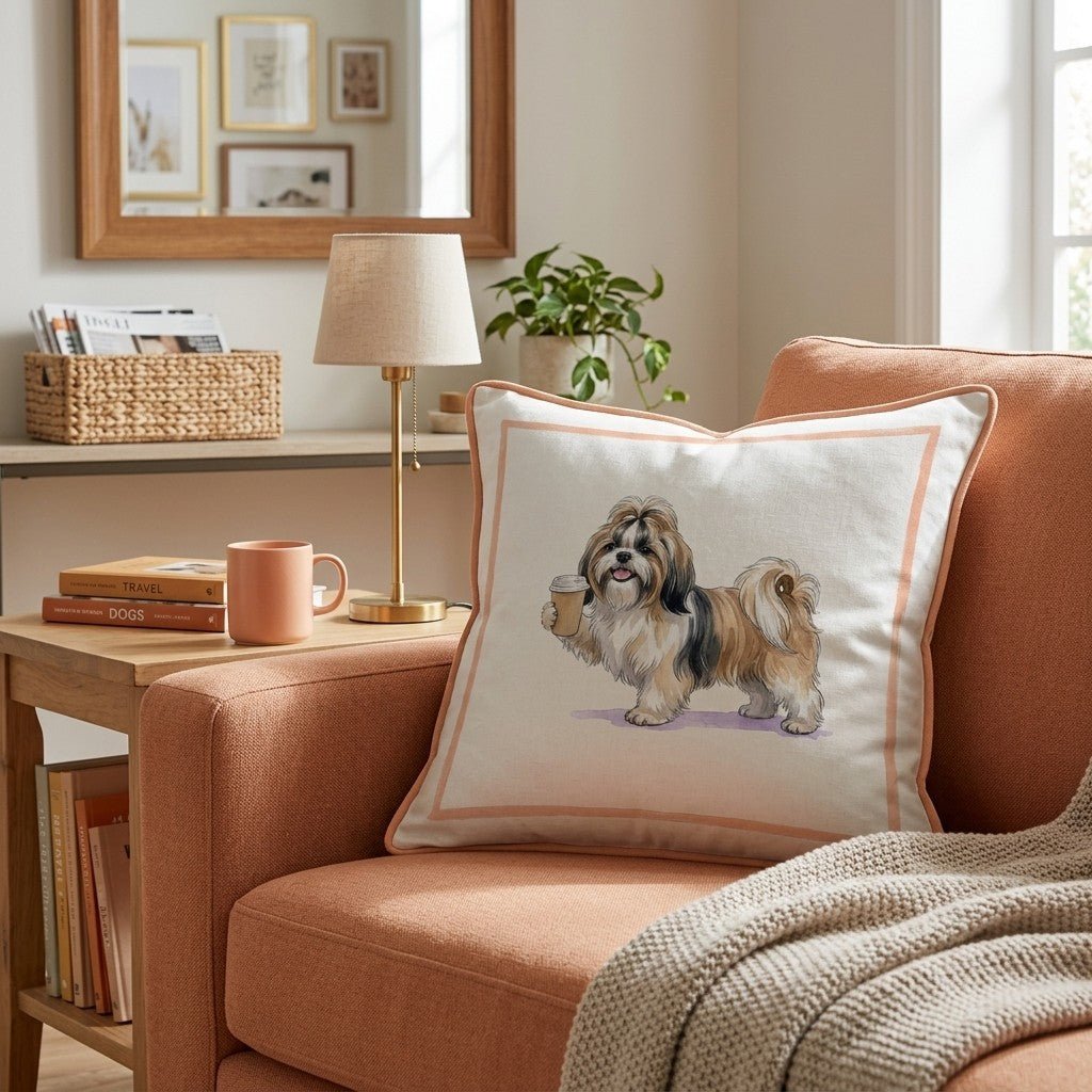 Shih Tzu Coffee Throw Pillow - Hillcroft Home