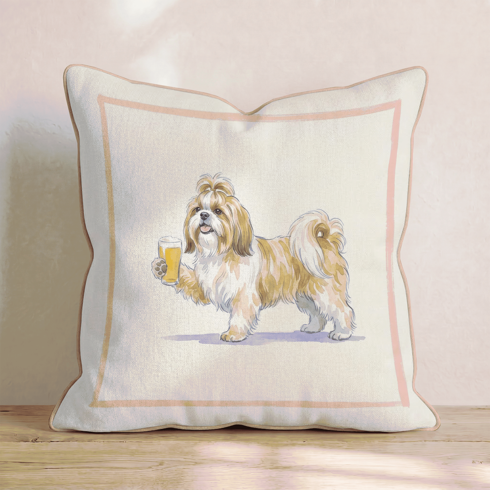 Shih Tzu Lager Throw Pillow - Hillcroft Home