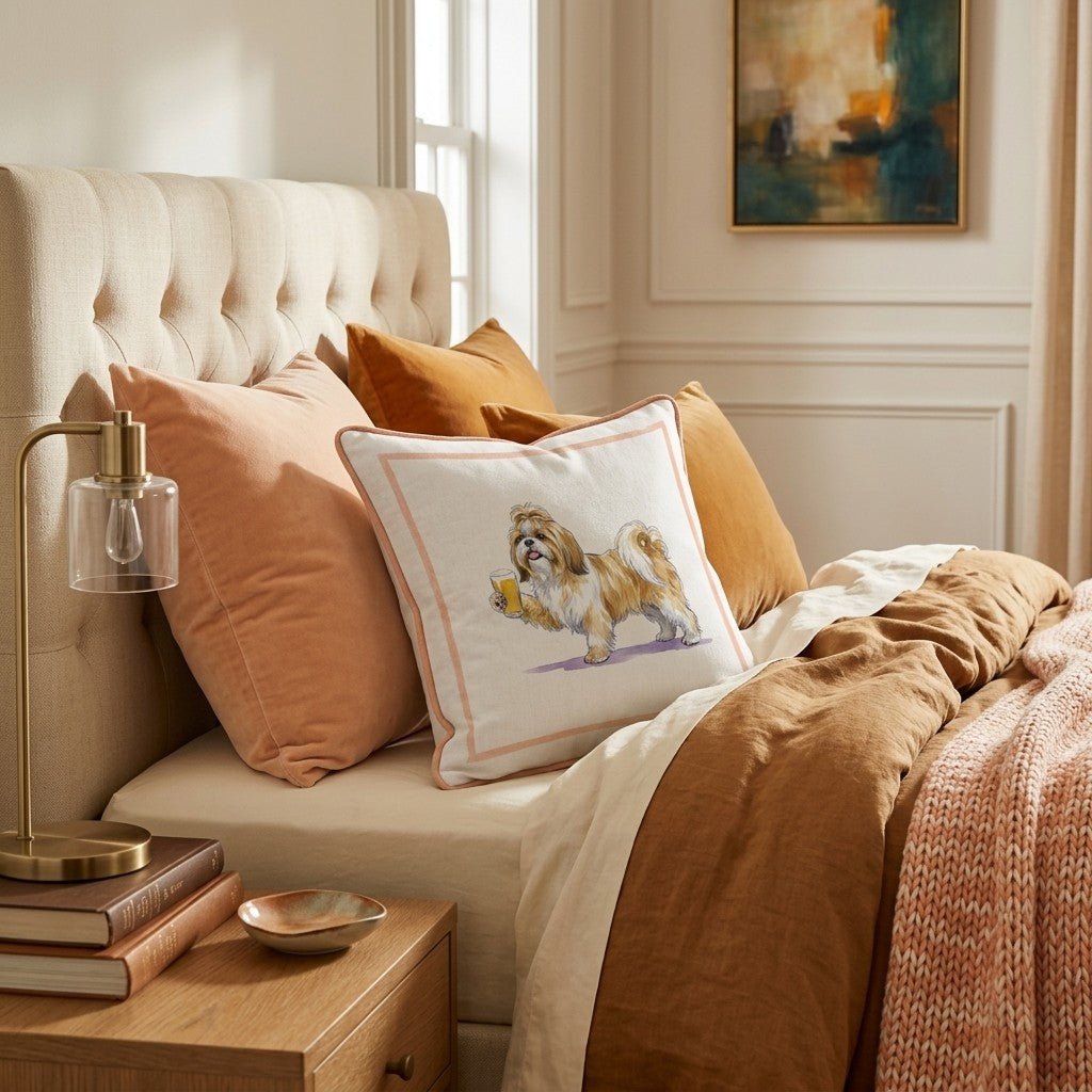 Shih Tzu Lager Throw Pillow - Hillcroft Home