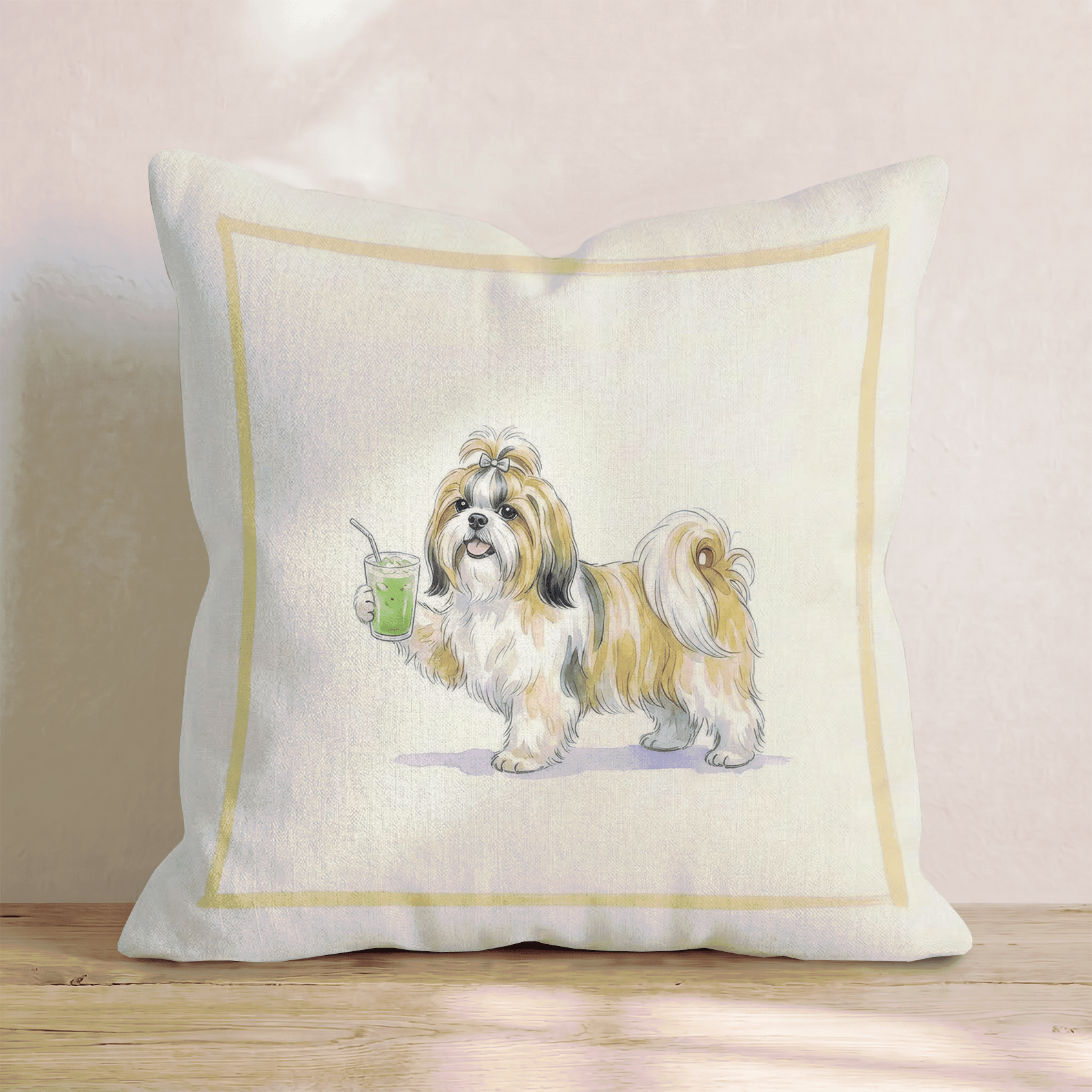 Shih Tzu Matcha Throw Pillow - Hillcroft Home