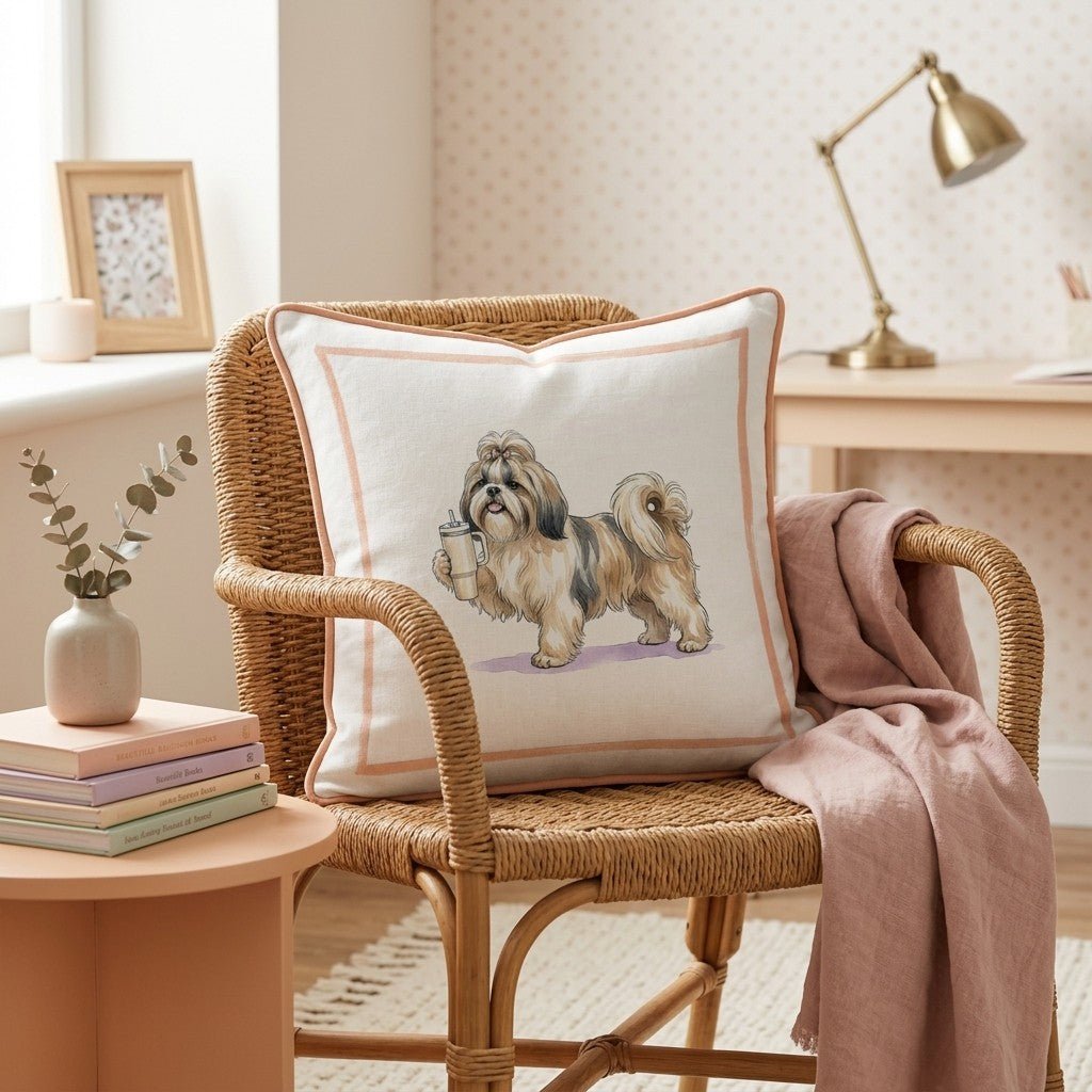 Shih Tzu Tumbler Throw Pillow - Hillcroft Home