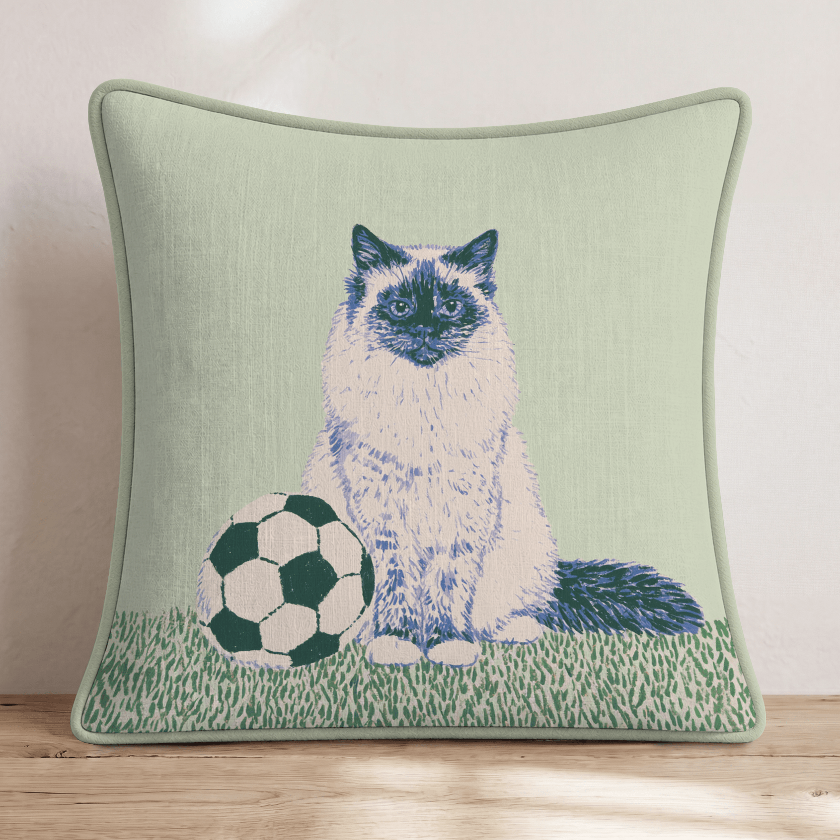 Siamese Ragdoll Soccer Star Throw Pillow - Hillcroft Home