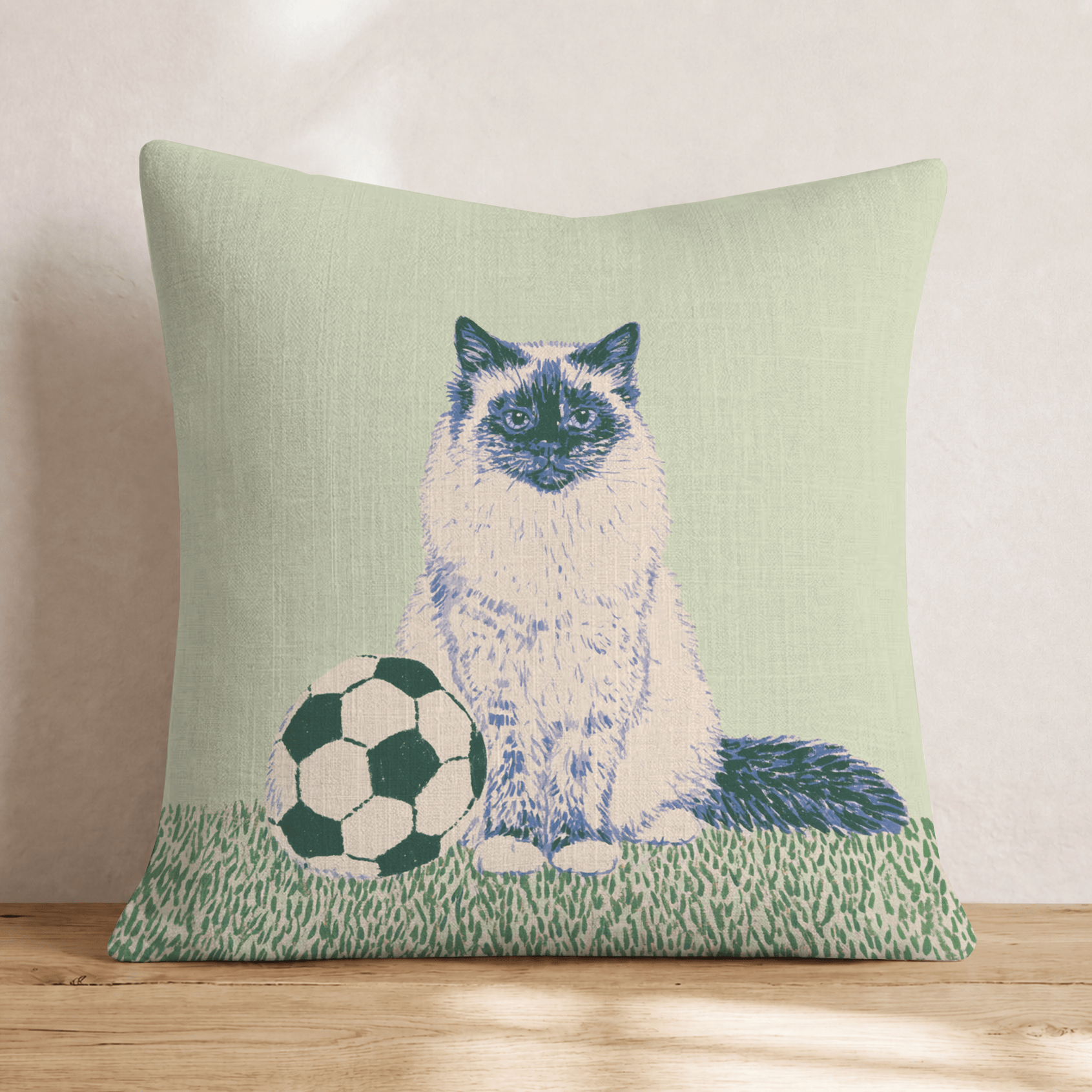 Siamese Ragdoll Soccer Star Throw Pillow - Hillcroft Home