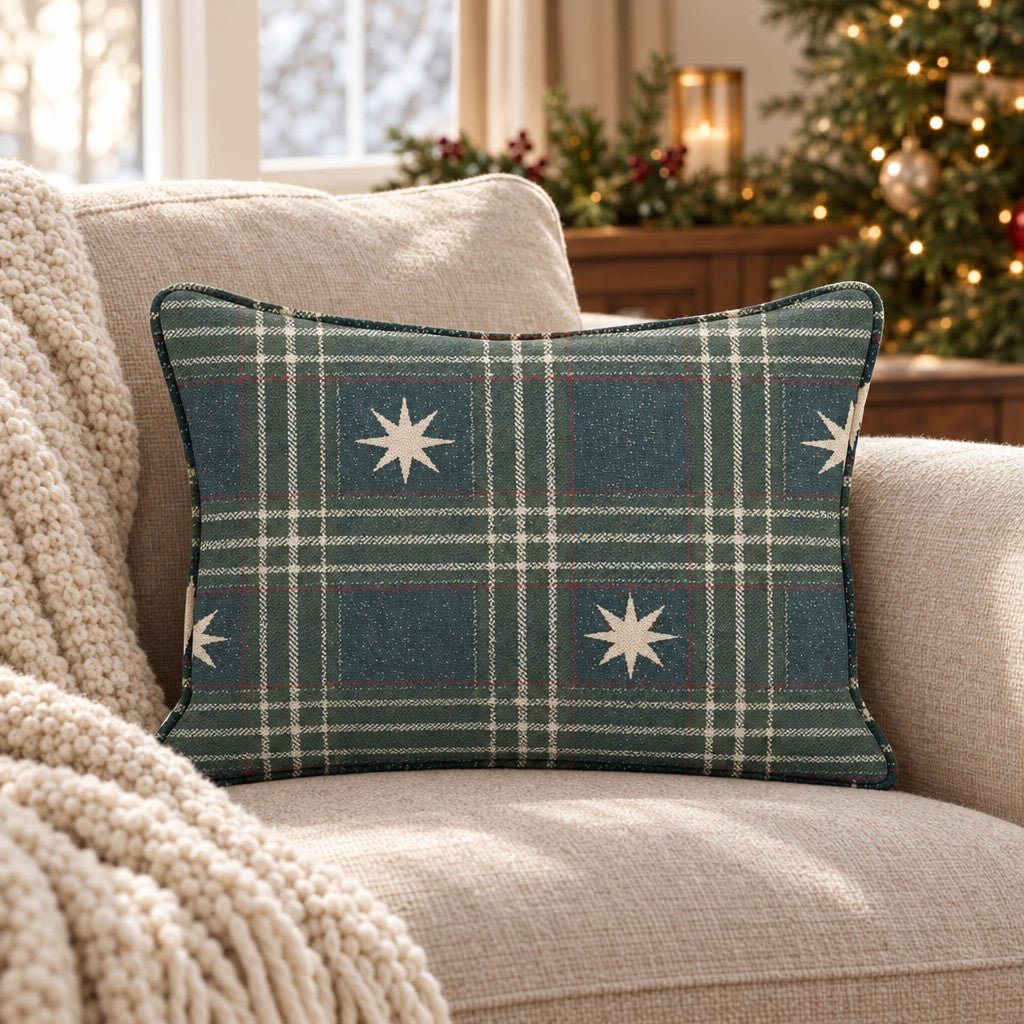 Silent Night Plaid Throw Pillow throw pillow - Hillcroft Home