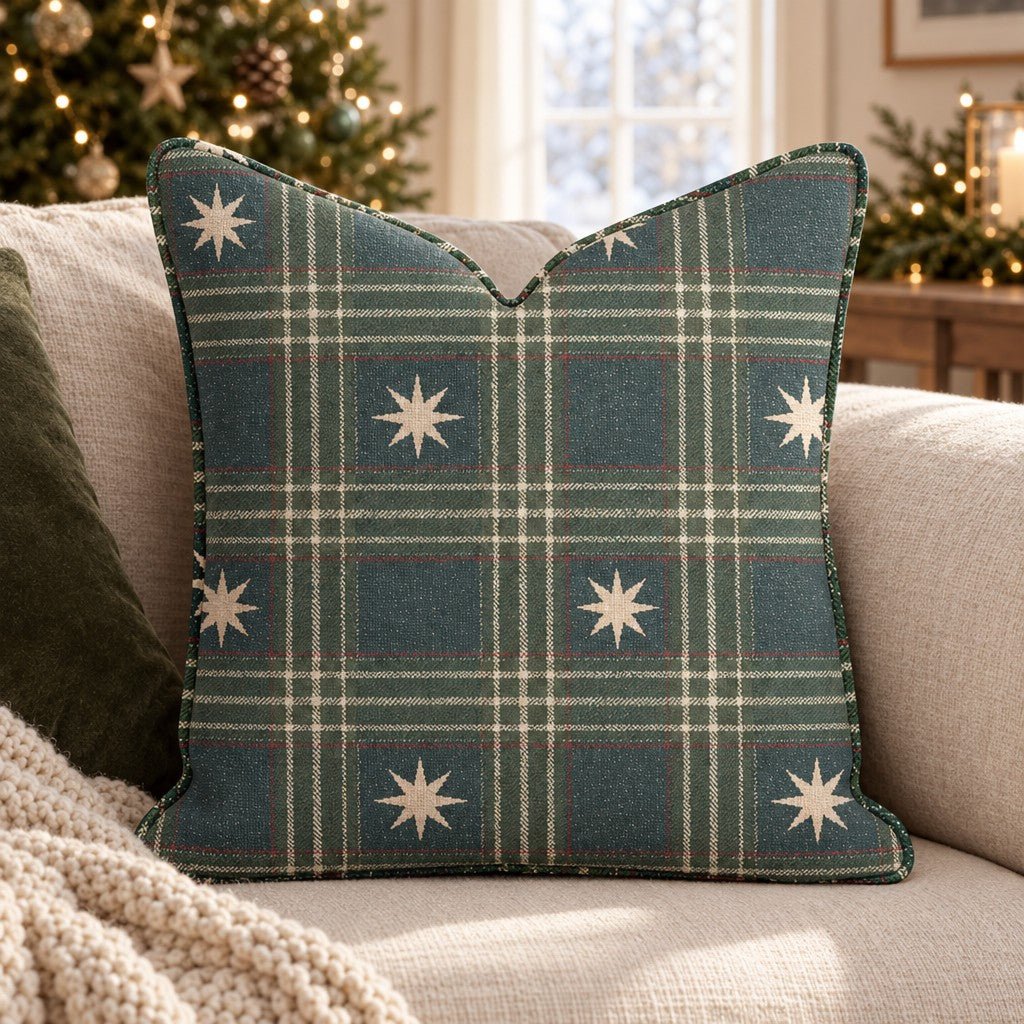 Silent Night Plaid Throw Pillow throw pillow - Hillcroft Home