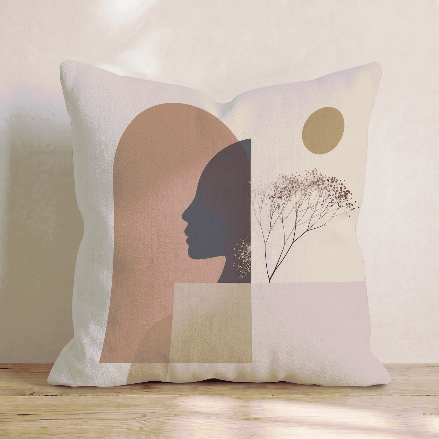 Silhouette Garden Terracotta Throw Pillow - Hillcroft Home