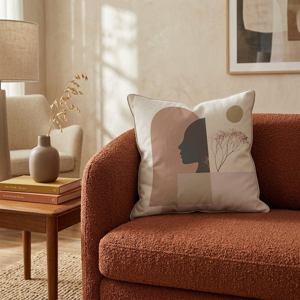Silhouette Garden Terracotta Throw Pillow - Hillcroft Home