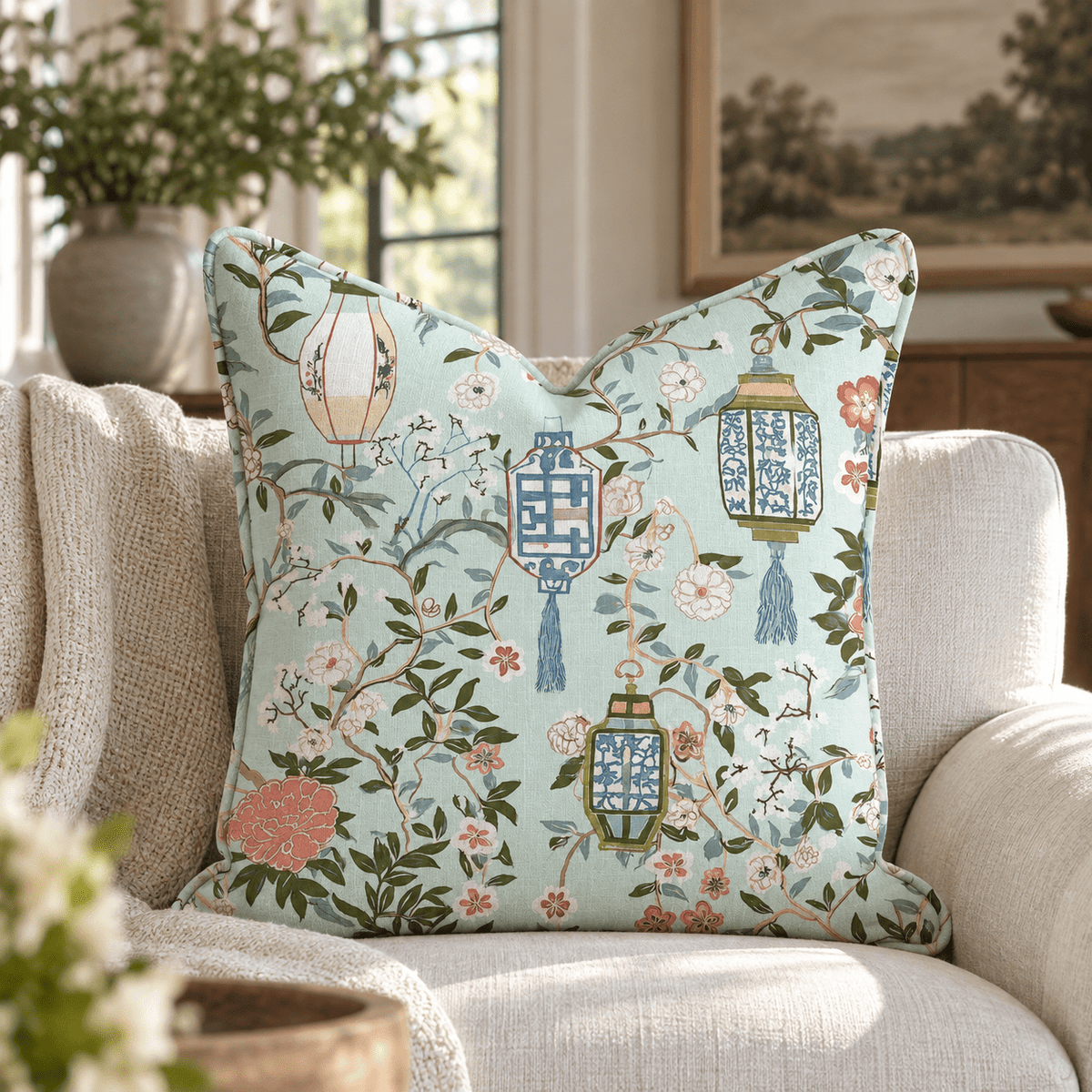 Silk Garden Throw Pillow throw pillow - Hillcroft Home