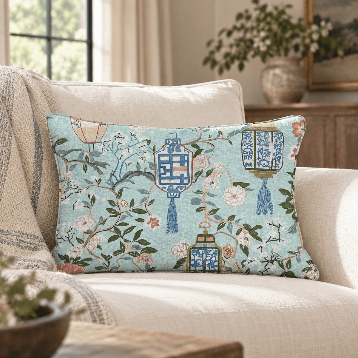 Silk Garden Throw Pillow throw pillow - Hillcroft Home