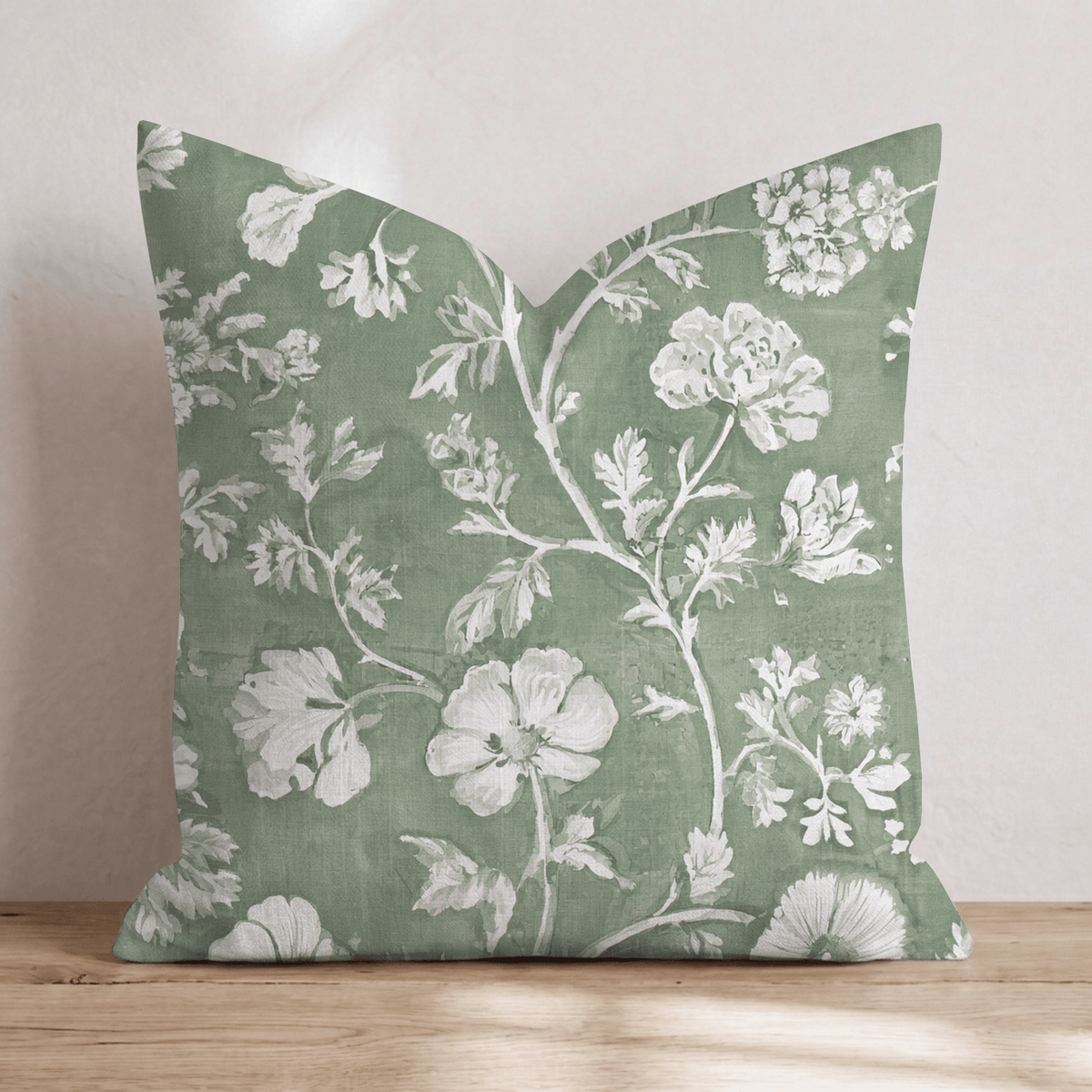 Simple Green Floral Throw Pillow throw pillow - Hillcroft Home
