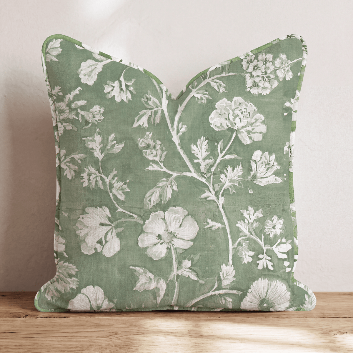 Simple Green Floral Throw Pillow throw pillow - Hillcroft Home