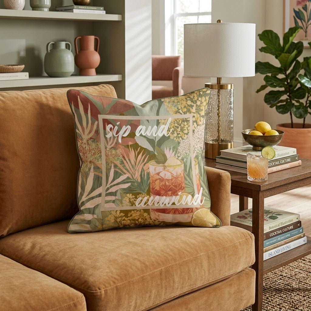 sip and unwind Throw Pillow - Hillcroft Home