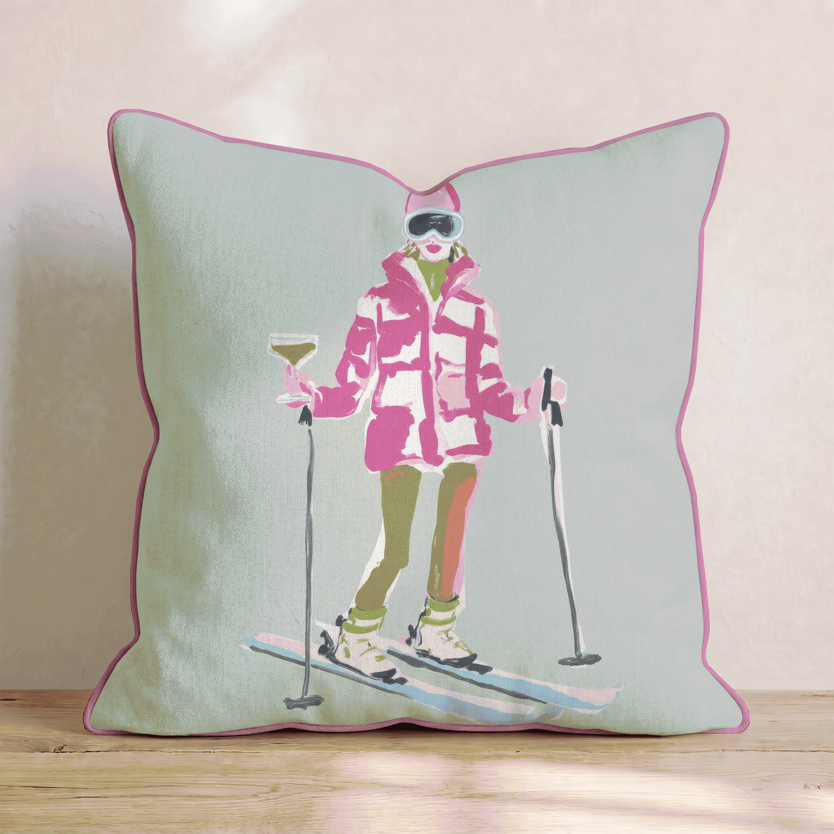 Sip _n Ski Throw Pillow - Hillcroft Home