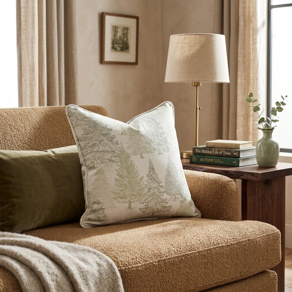 Sketched Tree Farm Throw Pillow - Hillcroft Home