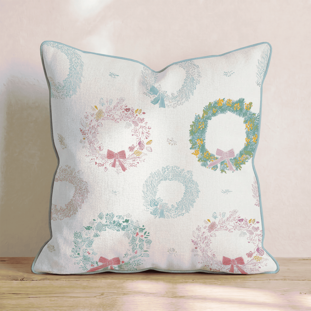 Sketched Wreath Bows Throw Pillow - Hillcroft Home