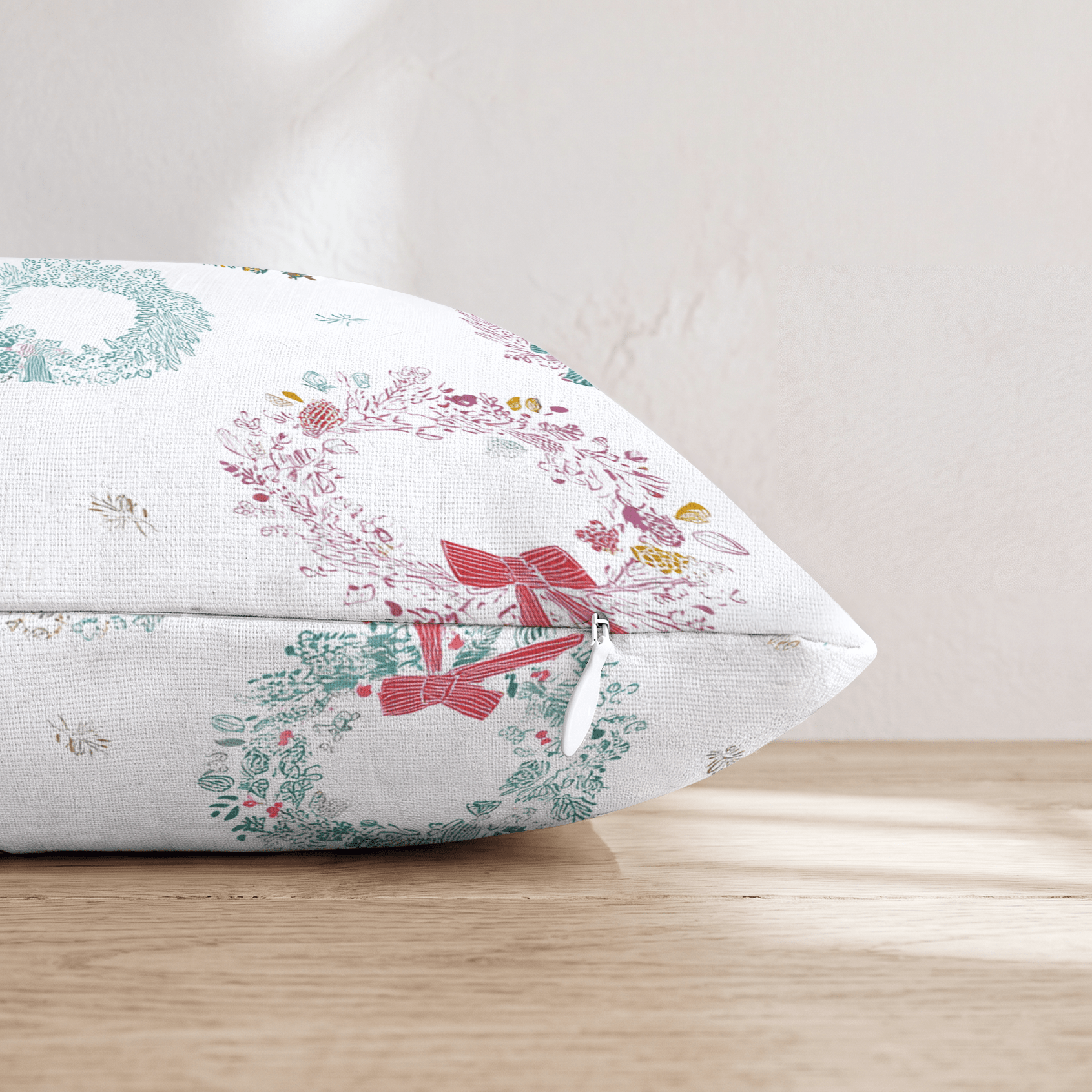 Sketched Wreath Bows Throw Pillow - Hillcroft Home