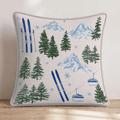 Ski Lodge Scene Throw Pillow - Hillcroft Home