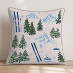 Ski Lodge Scene Throw Pillow - Hillcroft Home