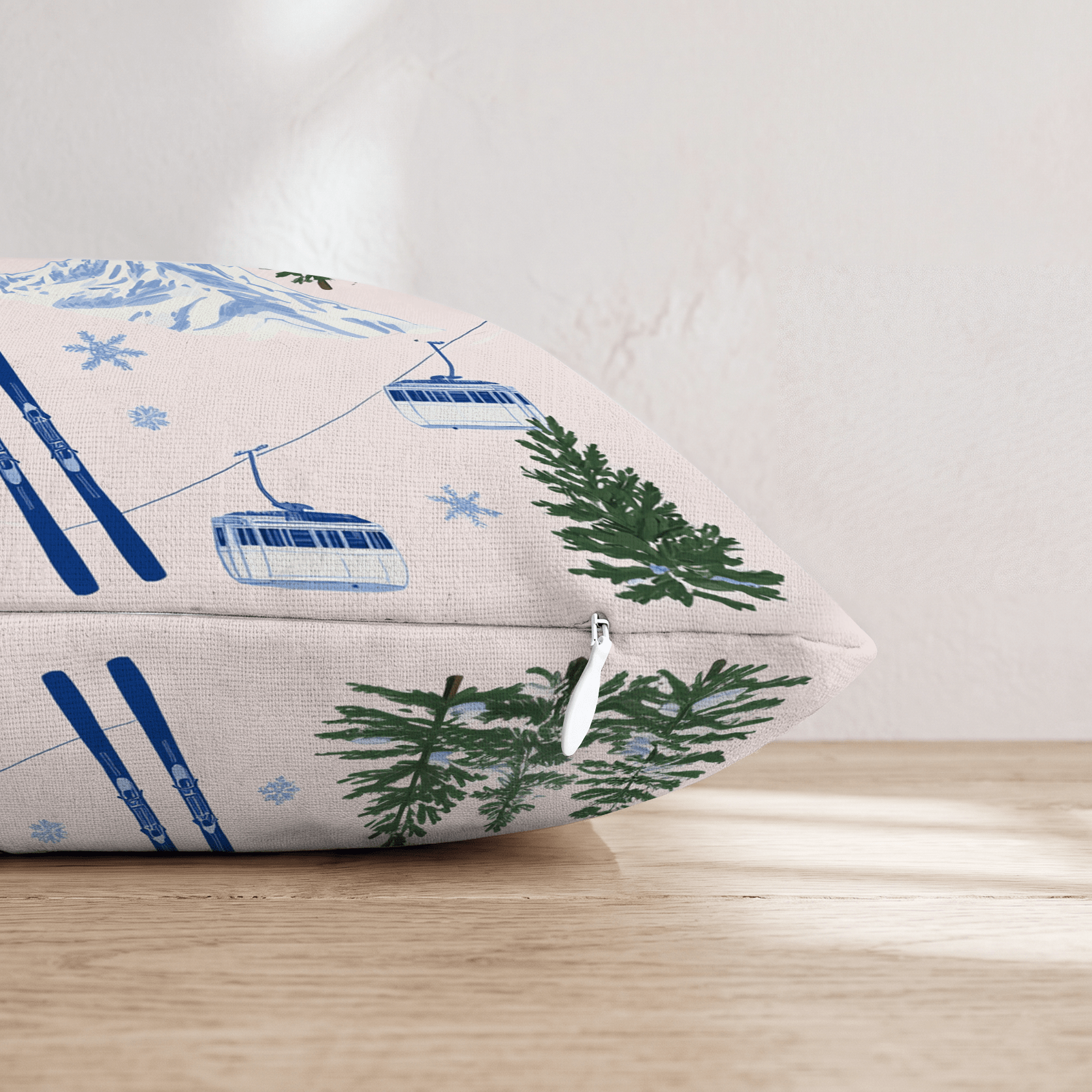 Ski Lodge Scene Throw Pillow - Hillcroft Home