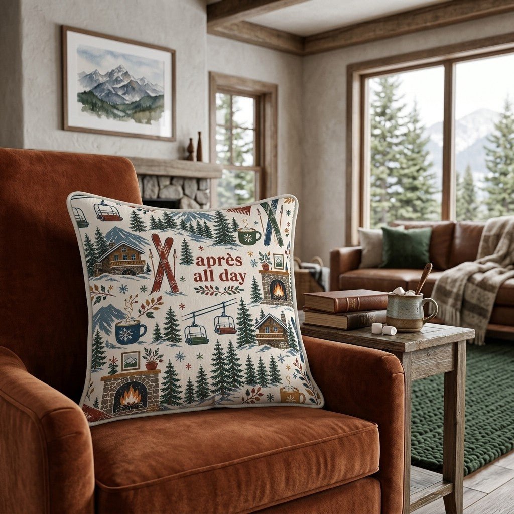 Ski Lodge Vacation Throw Pillow - Hillcroft Home